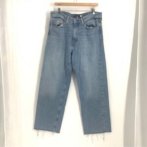Levis Made & Crafted Cottonized Hemp Size 34 Raw Hem High Rise Wide Leg Jeans